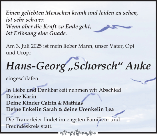 Traueranzeige von Hans-Georg Anke von Leipziger Volkszeitung
