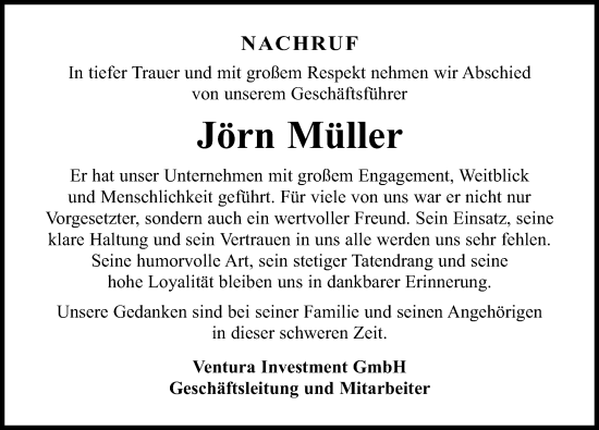 Traueranzeige von Jörn Müller von Sächsische Zeitung