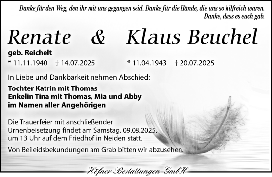 Traueranzeige von Klaus Beuchel von Torgauer Zeitung