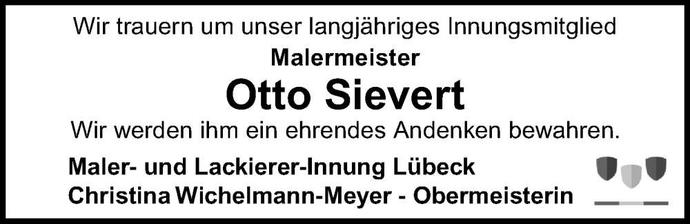  Traueranzeige für Otto Sievert vom 06.07.2025 aus Lübecker Nachrichten
