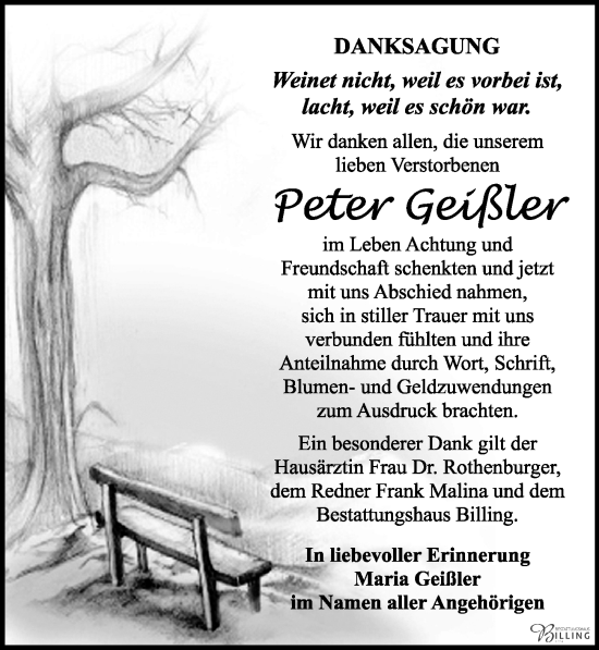 Traueranzeige von Peter Geißler von Sächsische Zeitung