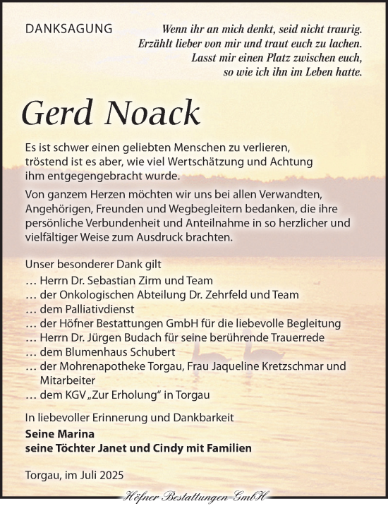 Traueranzeige von Gerd Noack von Torgauer Zeitung