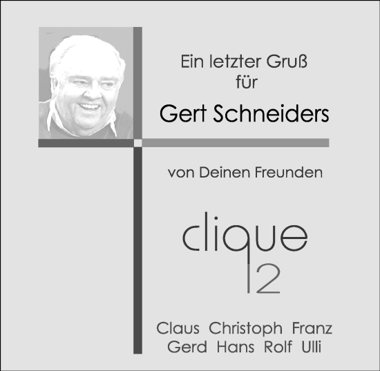 Traueranzeige von Gert Schneiders von Täglicher Anzeiger Holzminden