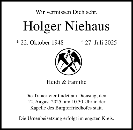 Traueranzeige von Holger Niehaus von Lübecker Nachrichten