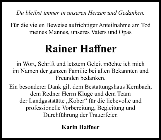 Traueranzeige von Rainer Haffner von Märkischen Allgemeine Zeitung