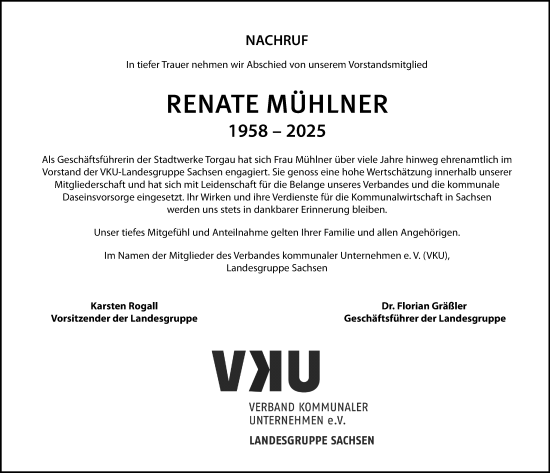 Traueranzeige von Renate Mühlner von Torgauer Zeitung