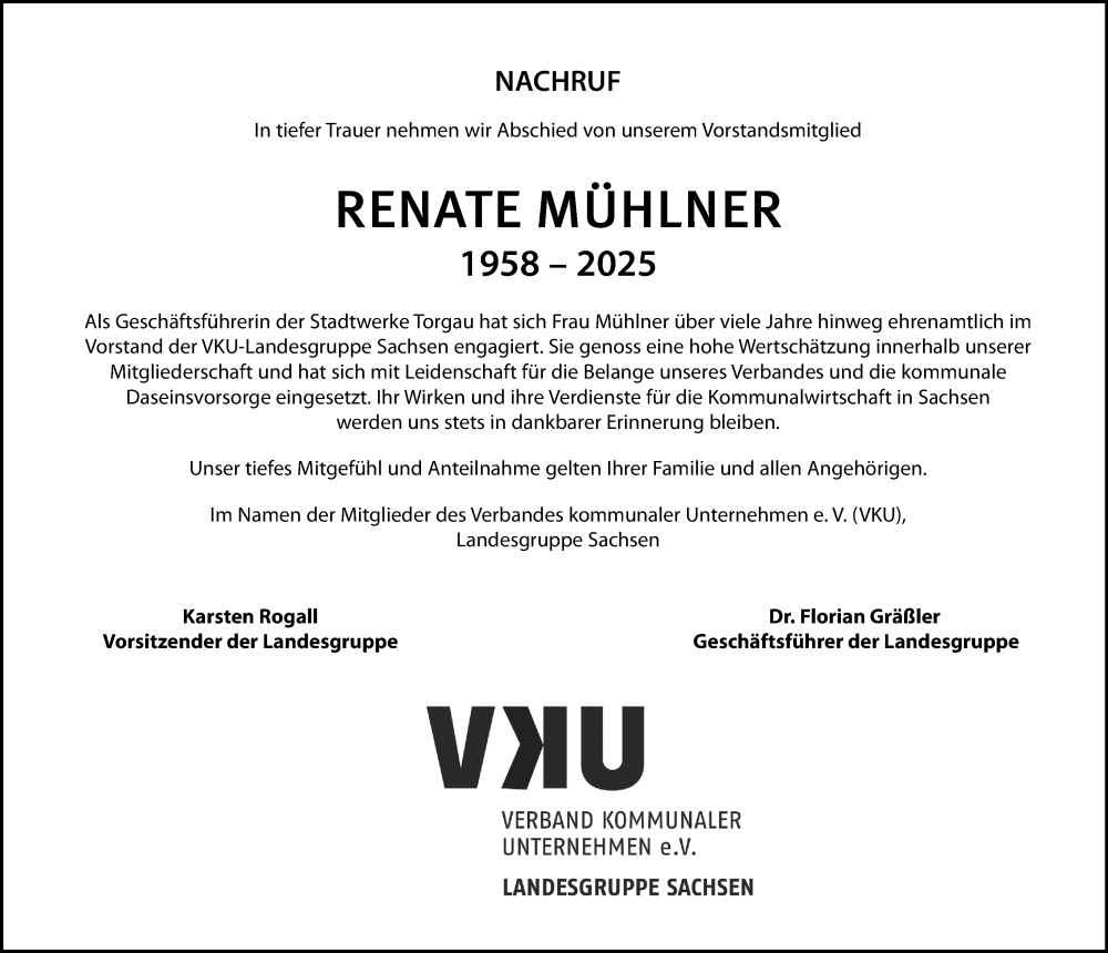  Traueranzeige für Renate Mühlner vom 02.08.2025 aus Torgauer Zeitung