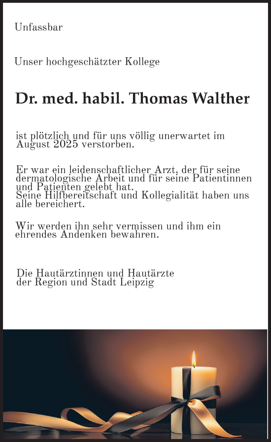 Traueranzeige von Thomas Heinz Walther von Leipziger Volkszeitung