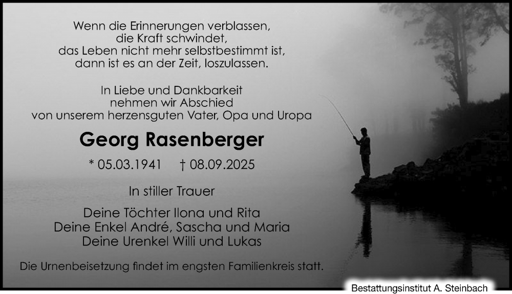  Traueranzeige für Georg Rasenberger vom 13.09.2025 aus Leipziger Volkszeitung
