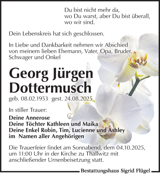Traueranzeige von Georg Jürgen Dottermusch von Leipziger Volkszeitung