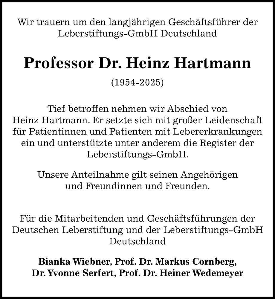  Traueranzeige für Heinz Hartmann vom 27.09.2025 aus Göttinger Tageblatt