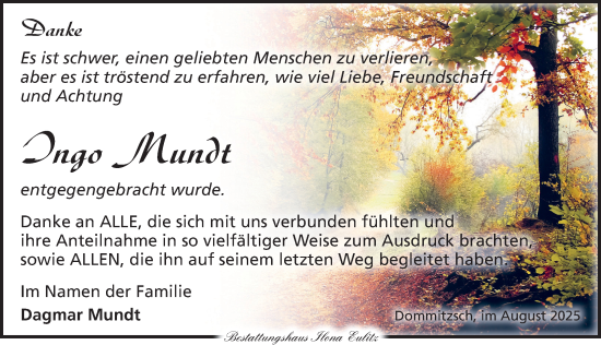 Traueranzeige von Ingo Mundt von Torgauer Zeitung