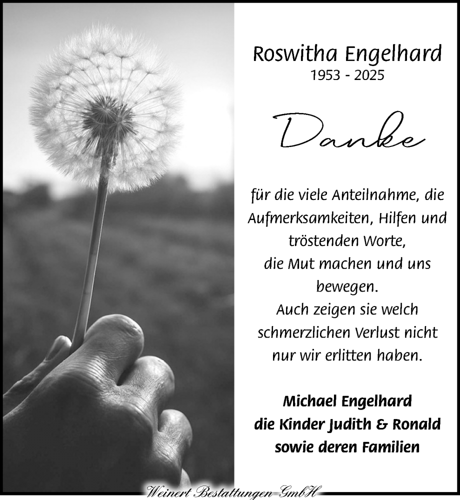  Traueranzeige für Roswitha Engelhard vom 07.09.2025 aus Torgauer Zeitung