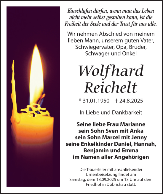 Traueranzeige von Wolfhard Reichelt von Torgauer Zeitung