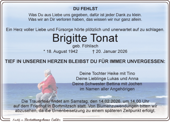 Traueranzeige von Brigitte Tonat von Torgauer Zeitung