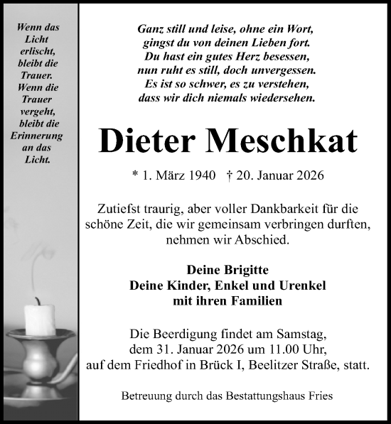 Traueranzeige von Dieter Meschkat von Märkischen Allgemeine Zeitung