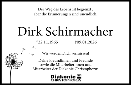 Traueranzeige von Dirk Schirmacher von Göttinger Tageblatt