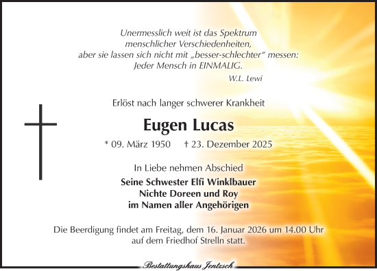 Traueranzeige von Eugen Lucas von Leipziger Volkszeitung