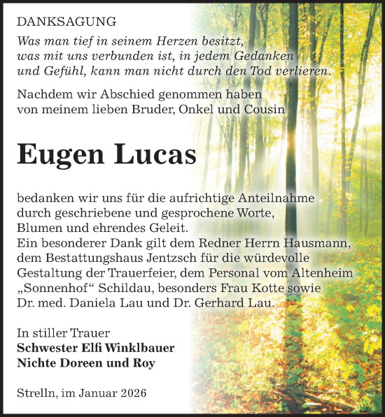 Traueranzeige von Eugen Lucas von Torgauer Zeitung