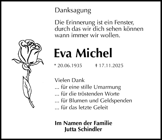 Traueranzeige von Eva Michel von Sächsische Zeitung