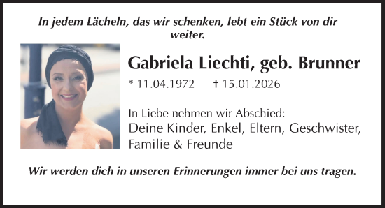 Traueranzeige von Gabriela Liechti von Peiner Allgemeine Zeitung