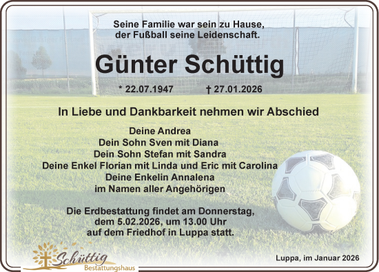 Traueranzeige von Günter Schüttig von Leipziger Volkszeitung