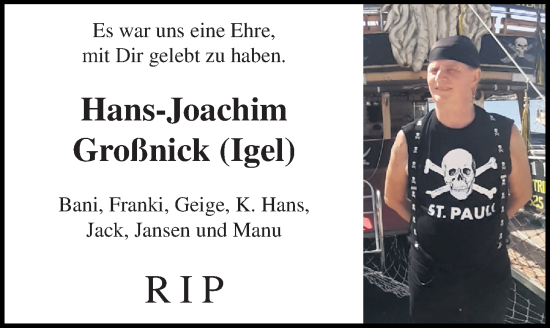 Traueranzeige von Hans-Joachim Großnick von Torgauer Zeitung