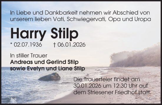 Traueranzeige von Harry Stilp von Sächsische Zeitung