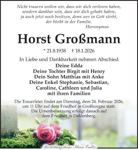 Traueranzeige von Horst Großmann von Torgauer Zeitung