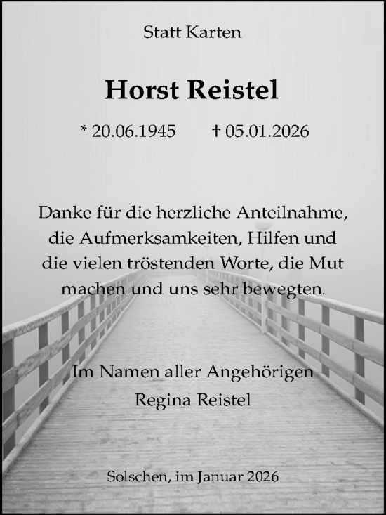 Traueranzeige von Horst Reistel von Peiner Allgemeine Zeitung