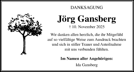 Traueranzeige von Jörg Gansberg von Die Harke