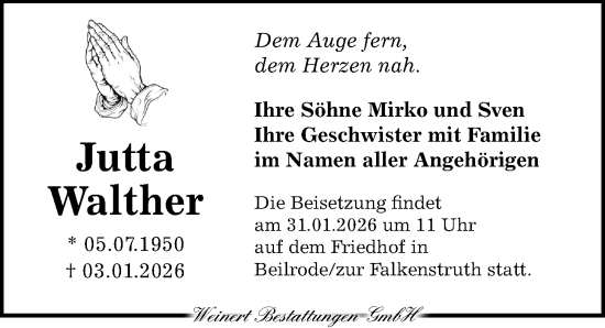 Traueranzeige von Jutta Walther von Torgauer Zeitung