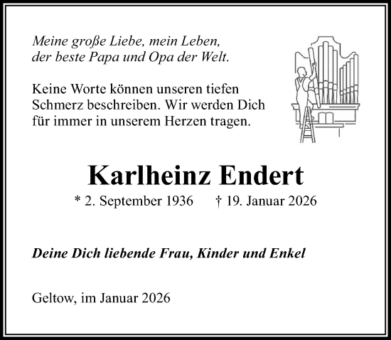 Traueranzeige von Karlheinz Endert von Märkischen Allgemeine Zeitung