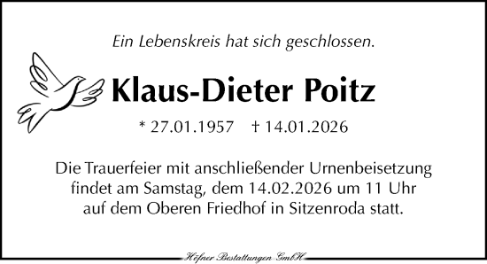 Traueranzeige von Klaus-Dieter Poitz von Torgauer Zeitung