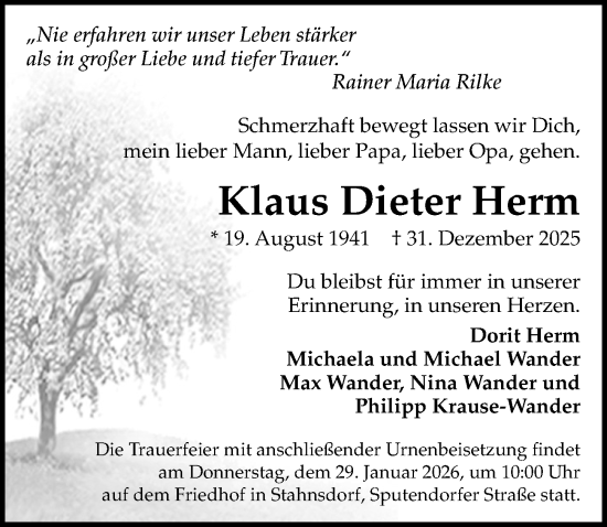 Traueranzeige von Klaus Dieter Herm von Märkischen Allgemeine Zeitung