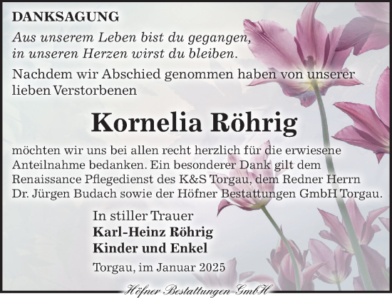 Traueranzeige von Kornelia Röhrig von Torgauer Zeitung