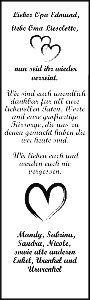 Traueranzeige von Lieselotte  von Torgauer Zeitung