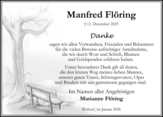 Traueranzeige von Manfred Flöring von Peiner Allgemeine Zeitung