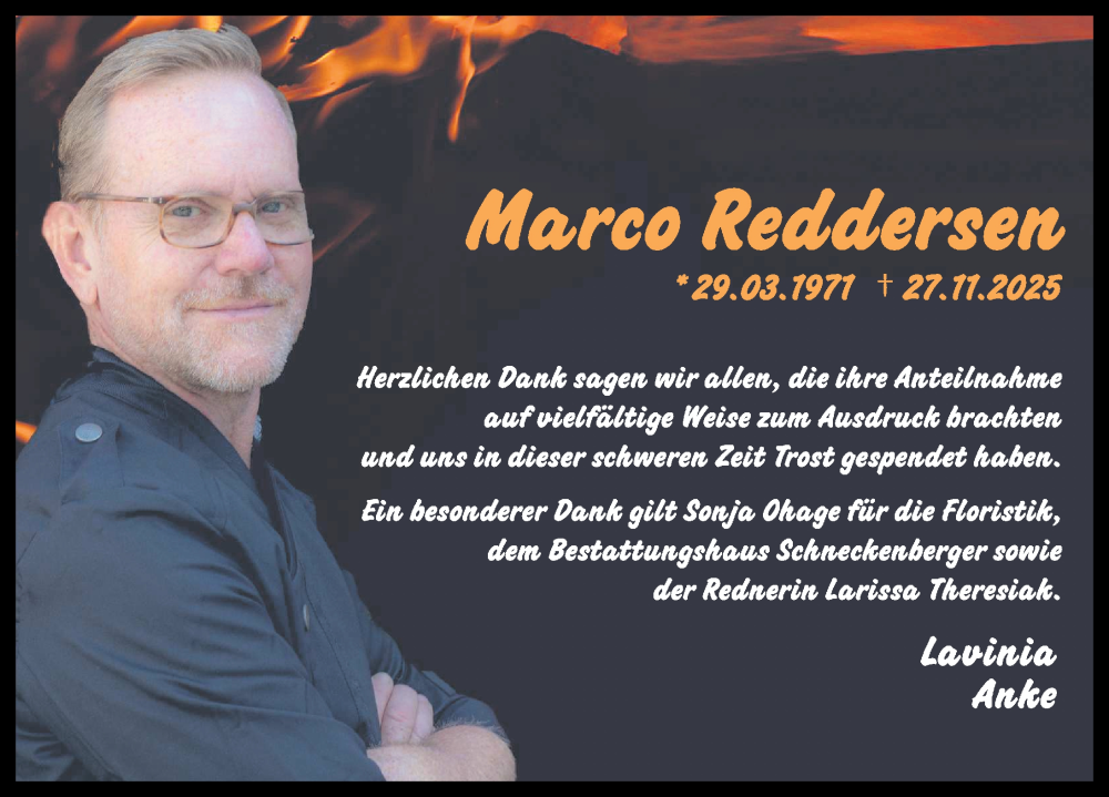  Traueranzeige für Marco Reddersen vom 10.01.2026 aus Göttinger Tageblatt