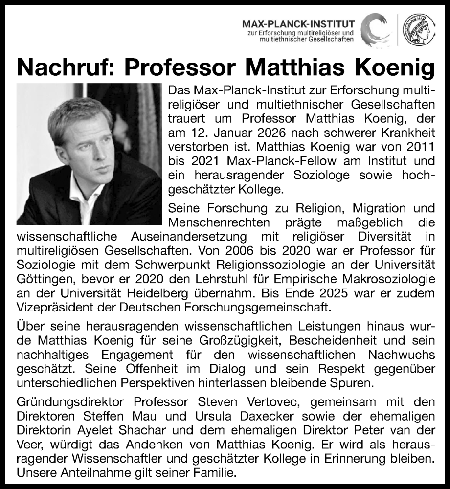 Traueranzeige für Matthias Koenig vom 24.01.2026 aus Göttinger Tageblatt
