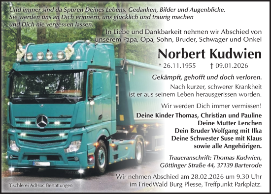 Traueranzeige von Norbert Kudwien von Göttinger Tageblatt