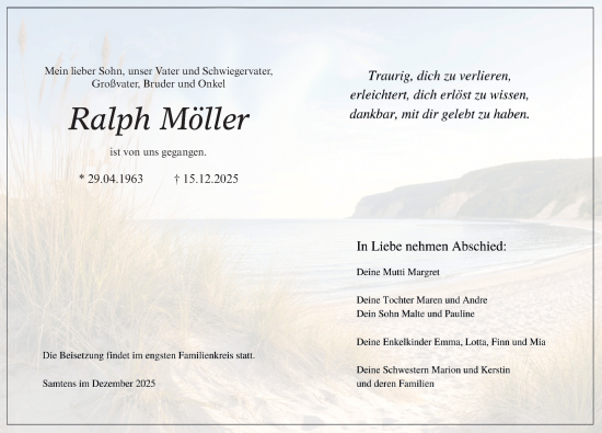 Traueranzeige von Ralph Möller von Ostsee-Zeitung GmbH