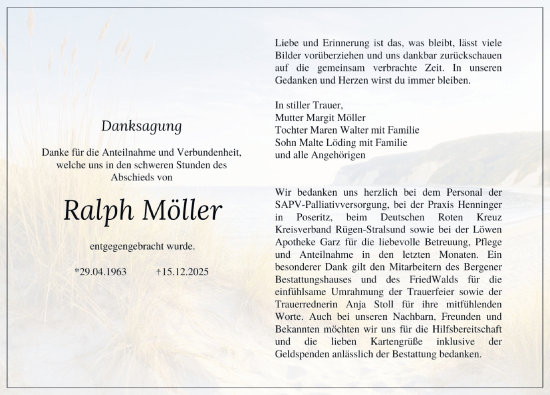 Traueranzeige von Ralph Möller von Ostsee-Zeitung GmbH