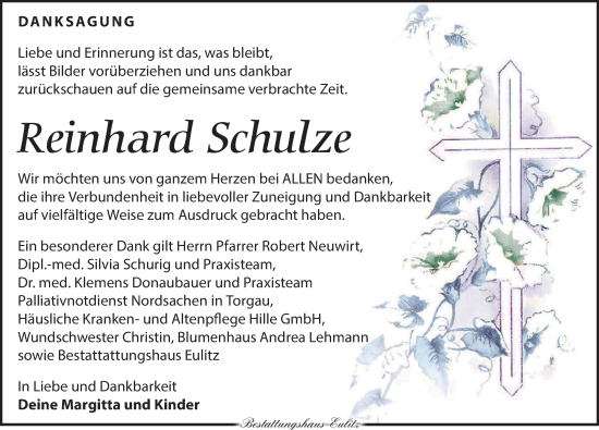 Traueranzeige von Reinhard Schulze von Torgauer Zeitung