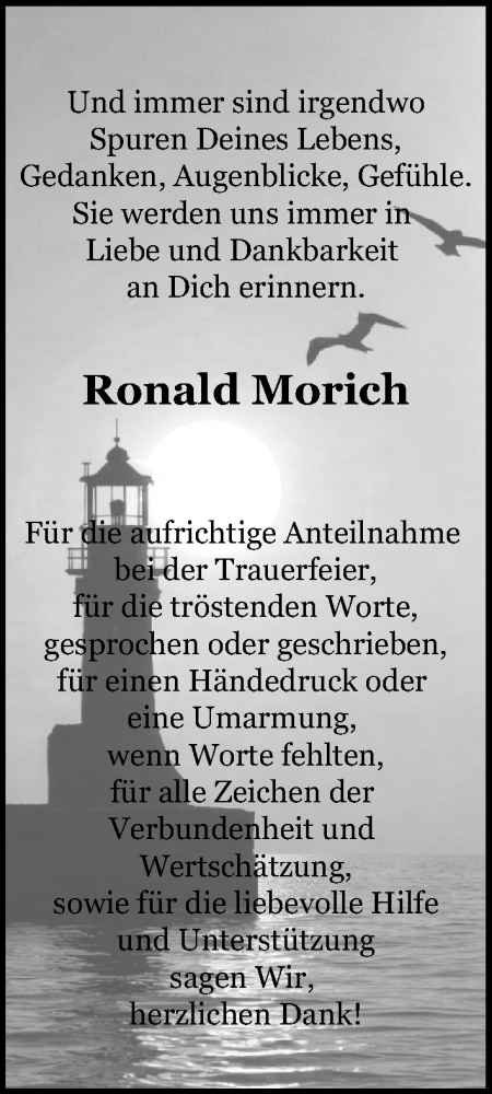Traueranzeige von Ronald Morich von Lübecker Nachrichten