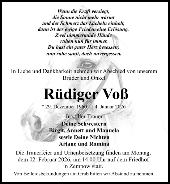 Traueranzeige von Rüdiger Voß von Wochenspiegel