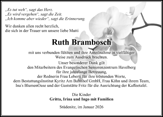 Traueranzeige von Ruth Brambosch von Wochenspiegel