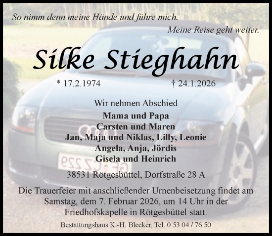 Traueranzeige von Silke Stieghahn von Aller Zeitung