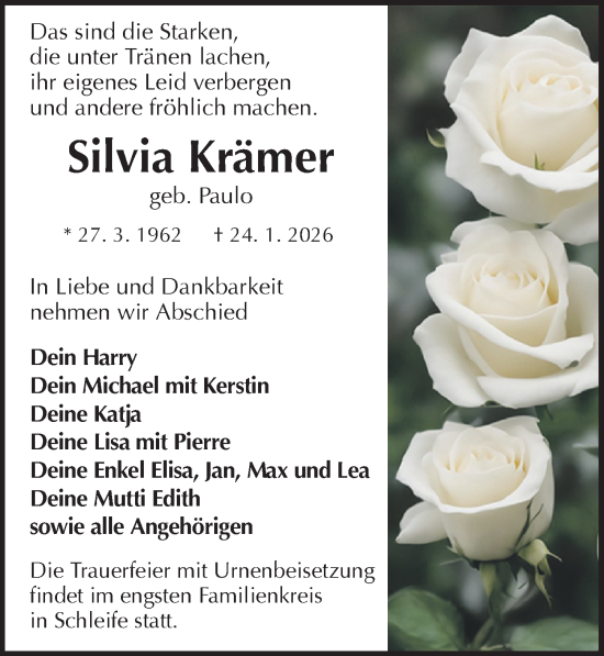 Traueranzeige von Silvia Krämer von Sächsische Zeitung