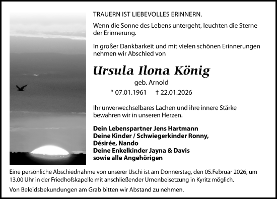 Traueranzeige von Ursula Ilona König von Wochenspiegel